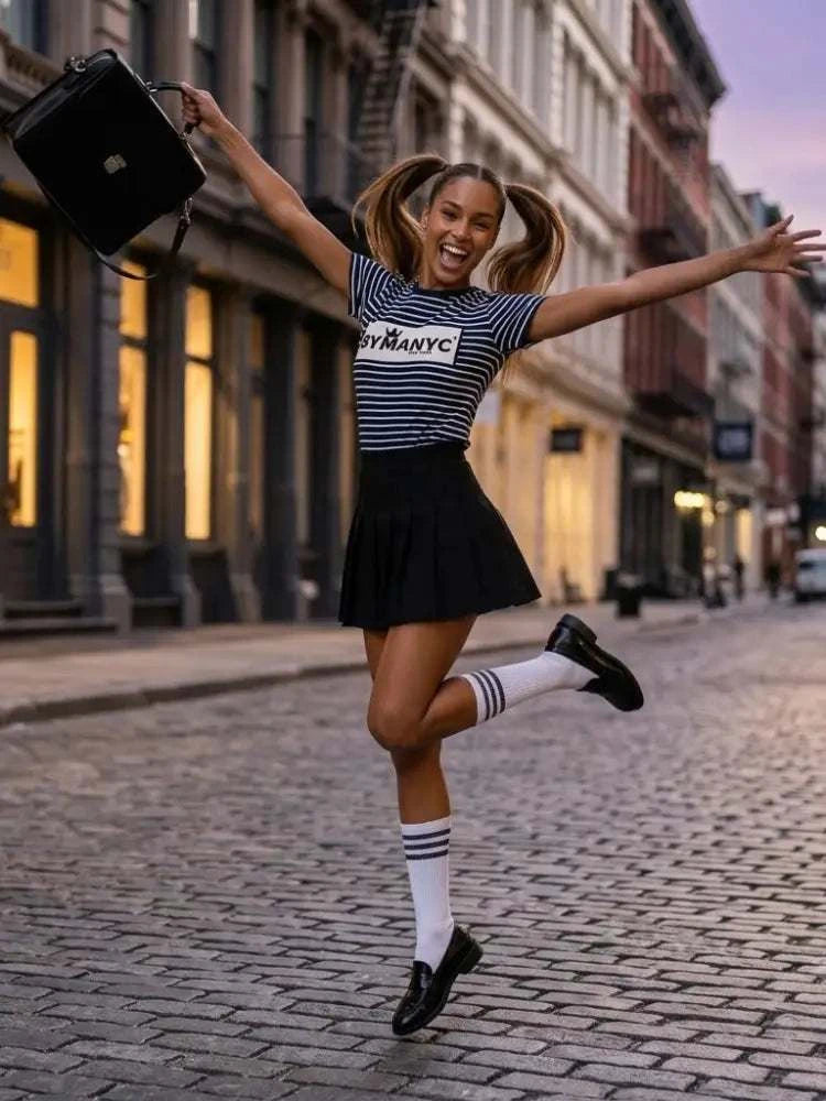 Unisex T Shirt BYMANYC New York New Collection NYC Navy White Stripe Tee
