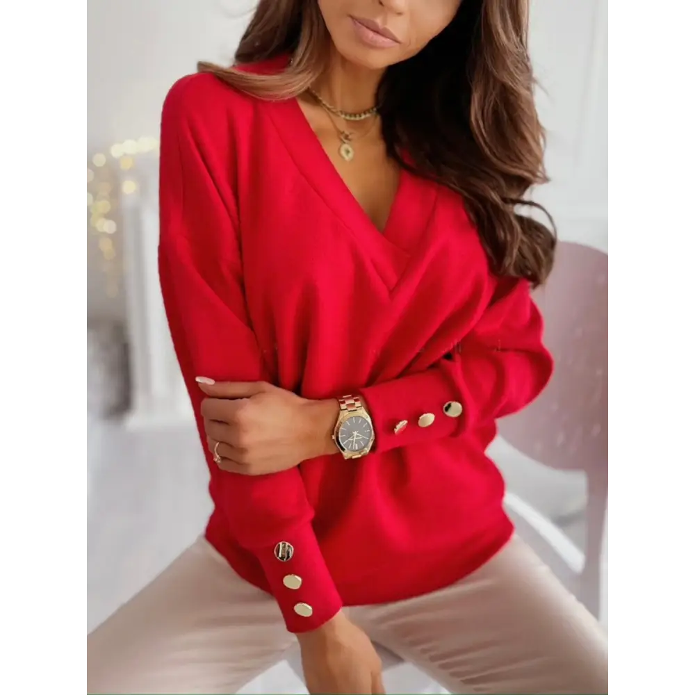 Elevate your wardrobe with the v-neck long sleeve sweatshirt in luxury fashion for women $22.99 this exquisite piece