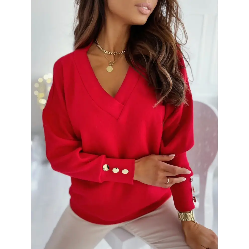 Elevate your wardrobe with the v-neck long sleeve sweatshirt in luxury fashion for women $22.99 this exquisite piece