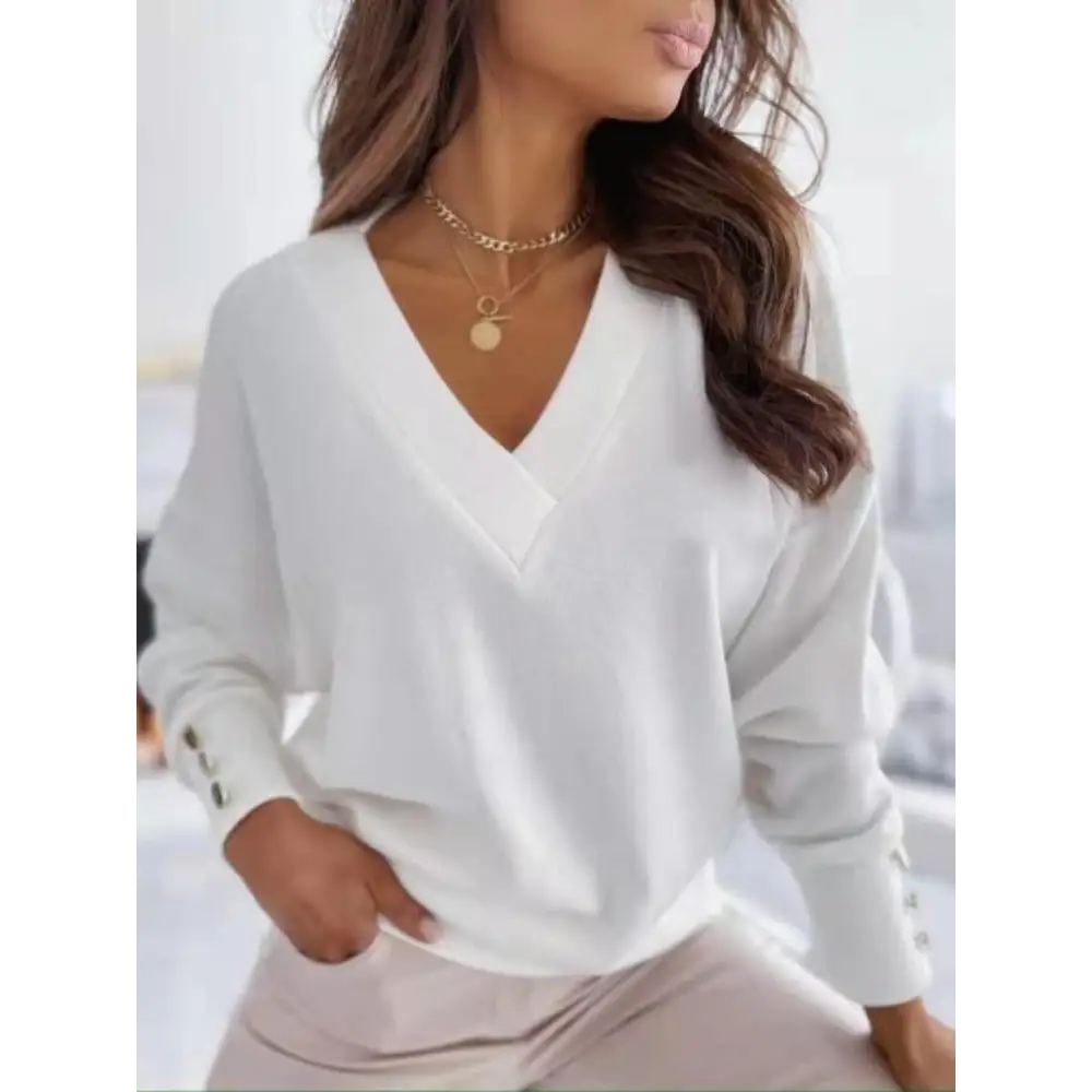 Elevate your wardrobe with the v-neck long sleeve sweatshirt in luxury fashion for women $22.99 this exquisite piece