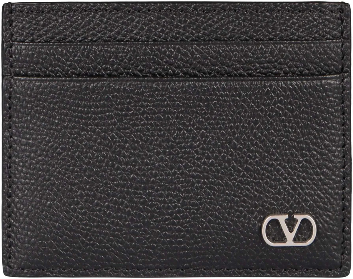 VALENTINO GARAVANI Mini Logo Detail Leather Card Holder - Maven Couture IncSMALL LEATHER GOODS