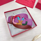 VALENTINO GARAVANI V logo Rainbow Reversible Leather Belt 'Brown/Purple' - Maven Couture Inc