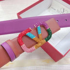 VALENTINO GARAVANI V logo Rainbow Reversible Leather Belt 'Brown/Purple' - Maven Couture Inc