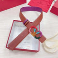 VALENTINO GARAVANI V logo Rainbow Reversible Leather Belt 'Brown/Purple' - Maven Couture Inc