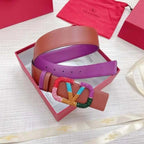 VALENTINO GARAVANI V logo Rainbow Reversible Leather Belt 'Brown/Purple' - Maven Couture Inc