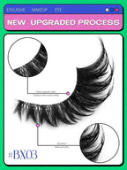 Veltrinay Fake Lashes Cat Eye Lashes Faux Mink Eyelashes Clear Band Lashes Natural Look Wispy Mink Eyelashes False Lashes Makeup