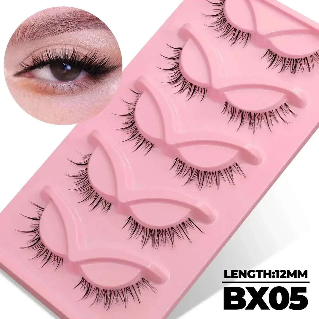 Veltrinay Fake Lashes Cat Eye Lashes Faux Mink Eyelashes Clear Band Lashes Natural Look Wispy Mink Eyelashes False Lashes Makeup