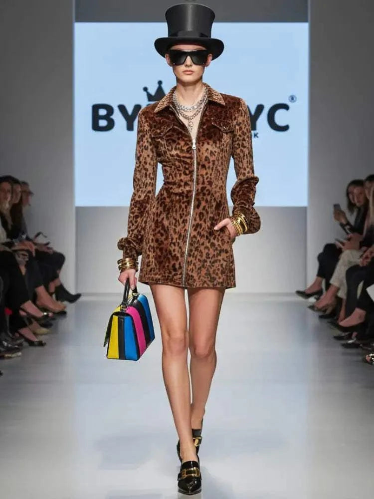 Velvet Leopard Zip-Dress • SOHO New Collection BYMANYC ® New York