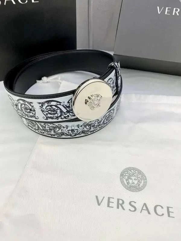 Versace MEDUSA BIGGIE ENAMEL LEATHER BELT - Maven Couture Inc