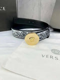 Versace MEDUSA BIGGIE ENAMEL LEATHER BELT - Maven Couture Inc