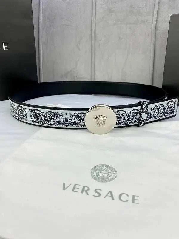 Versace MEDUSA BIGGIE ENAMEL LEATHER BELT - Maven Couture Inc