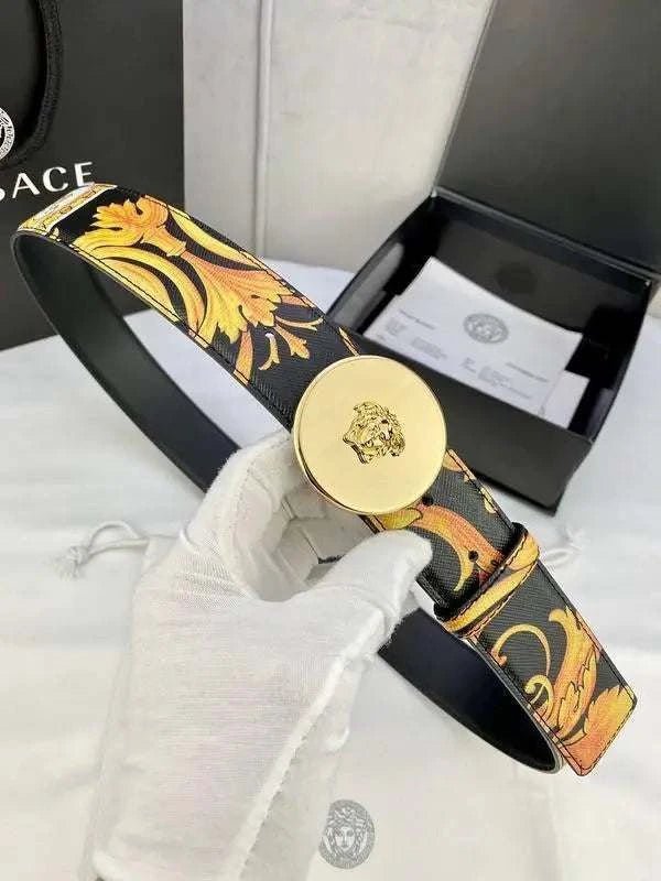 Versace MEDUSA BIGGIE ENAMEL LEATHER BELT - Maven Couture Inc