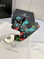 Versace MEDUSA BIGGIE ENAMEL LEATHER BELT - Maven Couture Inc