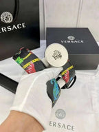Versace MEDUSA BIGGIE ENAMEL LEATHER BELT - Maven Couture Inc
