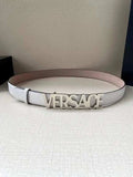 Versace Women's Leather Logo Decorated Buckle Belt - Maven Couture Inc
