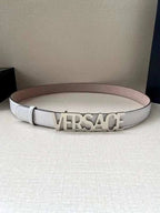 Versace Women's Leather Logo Decorated Buckle Belt - Maven Couture Inc