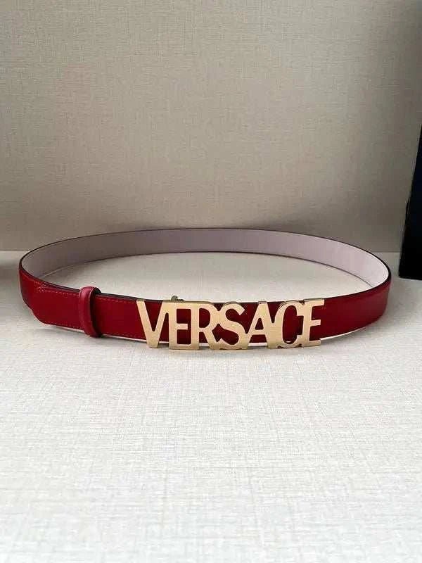 Versace Women's Leather Logo Decorated Buckle Belt - Maven Couture Inc