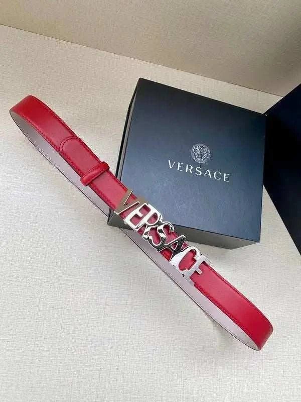 Versace Women's Leather Logo Decorated Buckle Belt - Maven Couture Inc