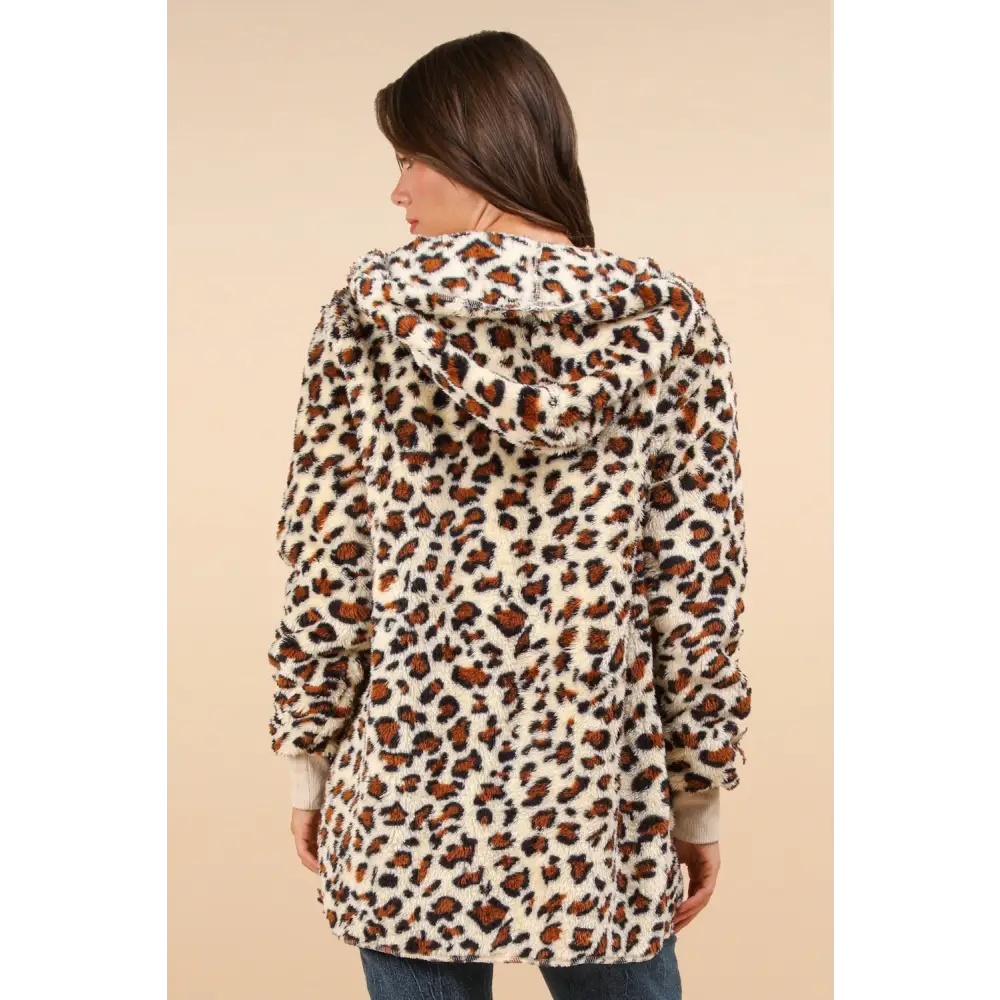 Luxury fuzzy leopard hooded jacket for timeless designer clothing $37.64 the fuzzy leopard long sleeve hooded jacket