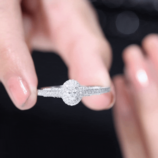 Vintage Inspired Lab Grown Diamond Double Halo Engagement Ring