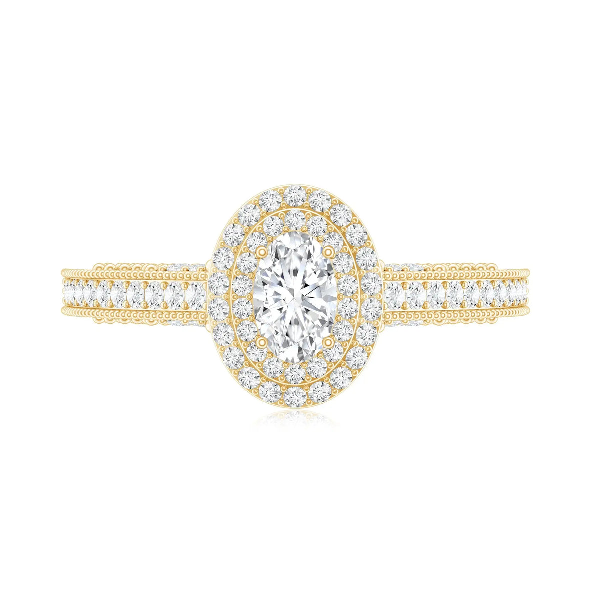 Vintage Inspired Lab Grown Diamond Double Halo Engagement Ring