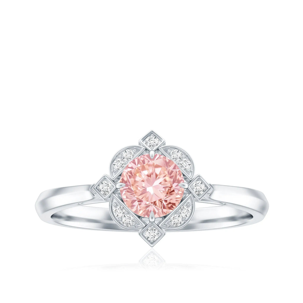Vintage Inspired Lab Grown Pink Diamond Engagement Ring with IGI Certificate