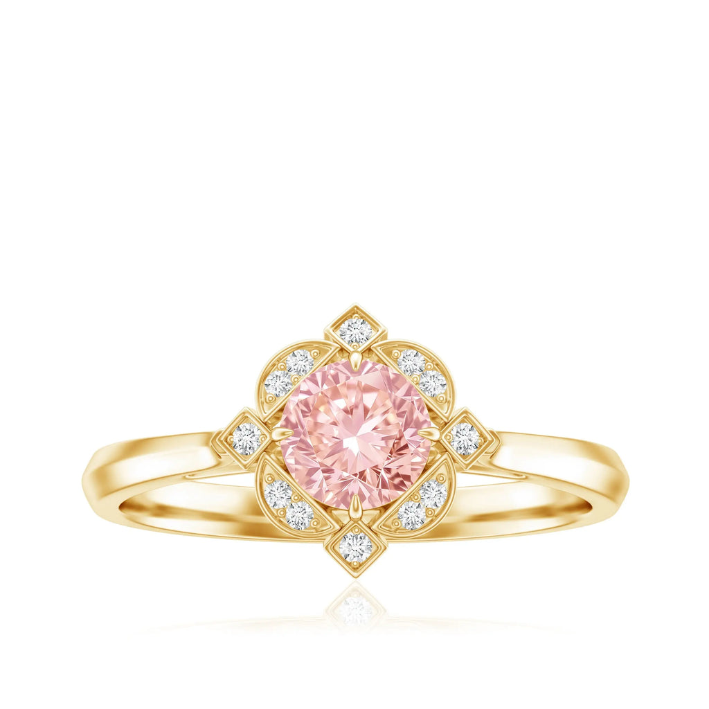 Vintage Inspired Lab Grown Pink Diamond Engagement Ring with IGI Certificate