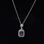 Vintage Style 1.25 Carat Emerald Cut Lab Created Black and White Diamond Necklace