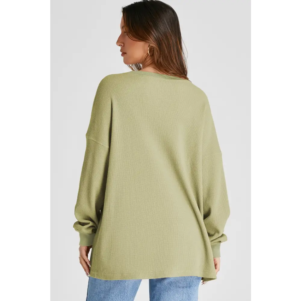 Elevate your wardrobe with this luxury fashion waffle-knit sweatshirt $27.99 this exquisite piece showcases a basic