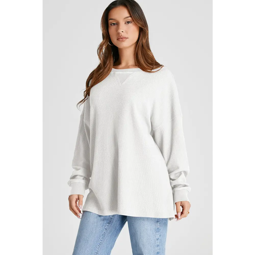 Elevate your wardrobe with this luxury fashion waffle-knit sweatshirt $27.99 this exquisite piece showcases a basic