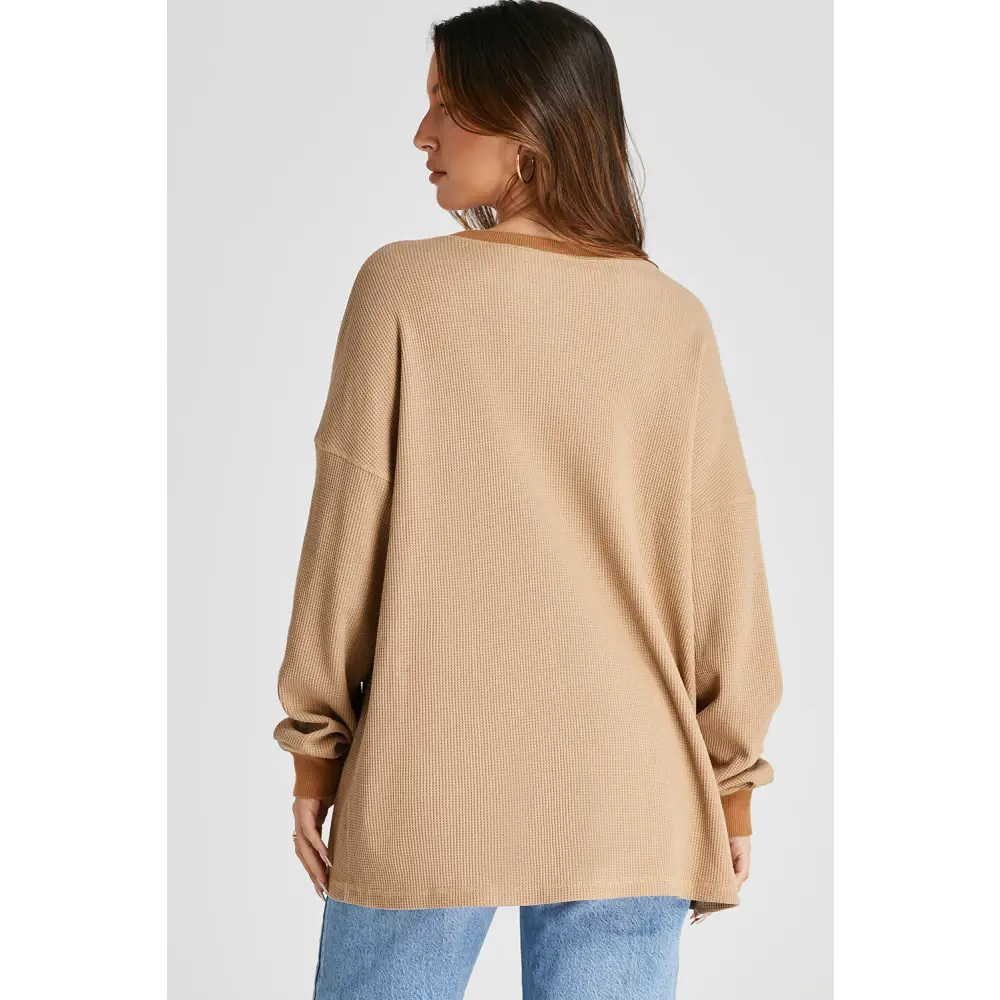 Elevate your wardrobe with this luxury fashion waffle-knit sweatshirt $27.99 this exquisite piece showcases a basic