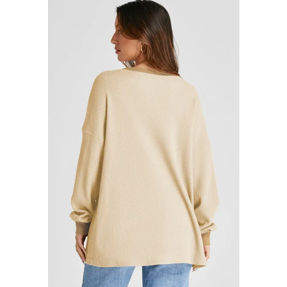 Elevate your wardrobe with this luxury fashion waffle-knit sweatshirt $27.99 this exquisite piece showcases a basic