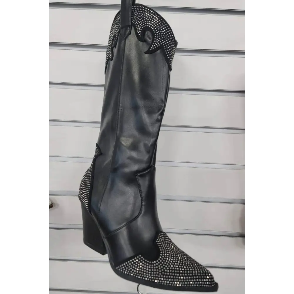 Weeboo luxury chunky heel rhinestone western boots for timeless fashion $54 elevate your outfit to new heights