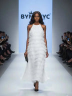 White Fringe Long Dress FIFTH AVENUE: Prêt-à-Porter Line BYMANYC ® New York
