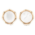 White Mother of Pearl Golden Bamboo Clip Earrings - Maven Couture IncEarrings