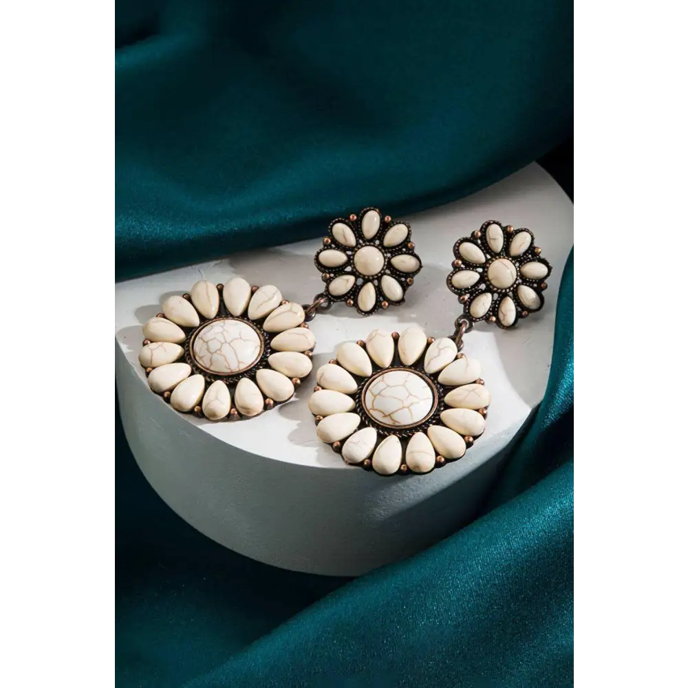 Exquisite turquoise flower stud earrings for luxury fashion enthusiasts $13.19 alloy • crafted from high-quality