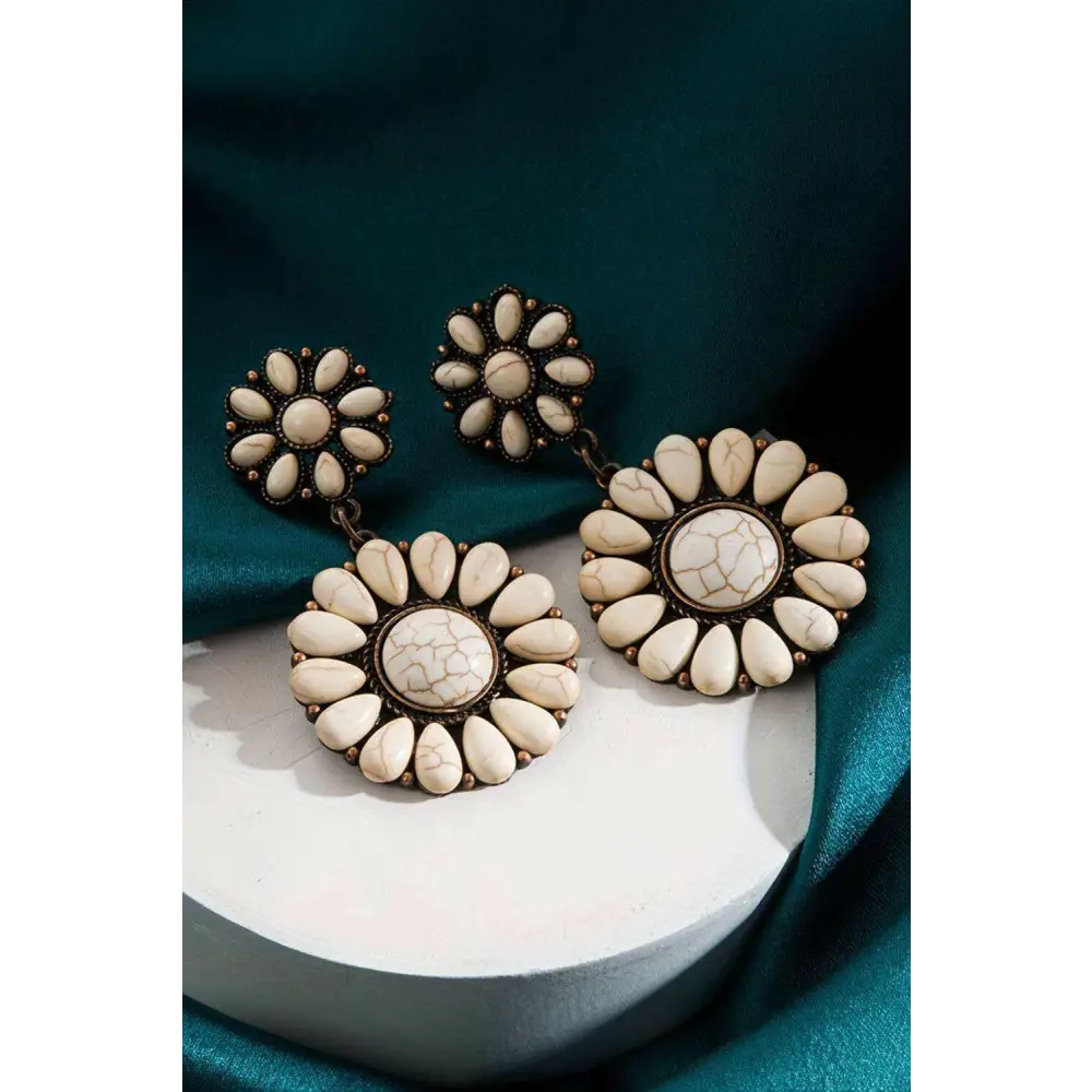 Exquisite turquoise flower stud earrings for luxury fashion enthusiasts $13.19 alloy • crafted from high-quality