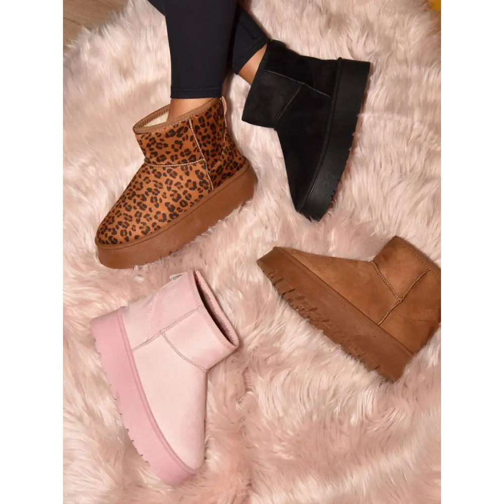 Elevate your style with luxury fashion leopard platform booties $20.70 introducing the thermal furry leopard platform