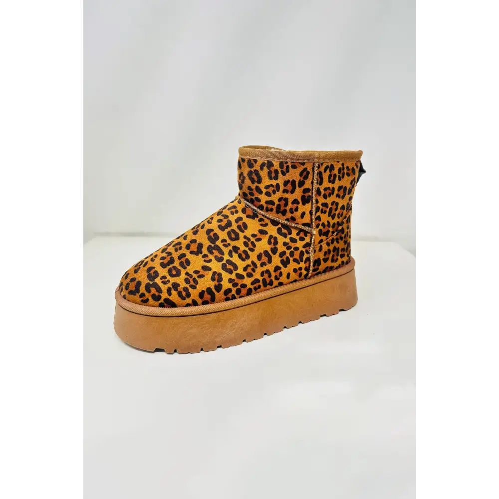 Elevate your style with luxury fashion leopard platform booties $20.70 introducing the thermal furry leopard platform