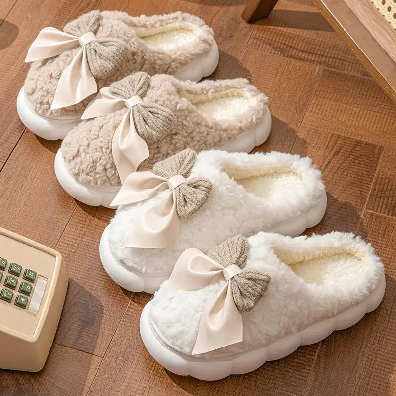 Luxurious winter warm fur slippers with chic bow accents for women $29.99 discover the perfect blend of comfort