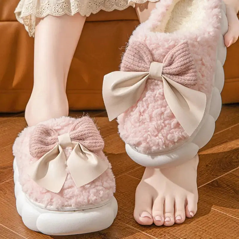 Luxurious winter warm fur slippers with chic bow accents for women $29.99 discover the perfect blend of comfort