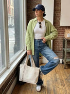 WOMEN'S BAG Cream Canvas Tote LEXINGTON - BYMANYC ® New York