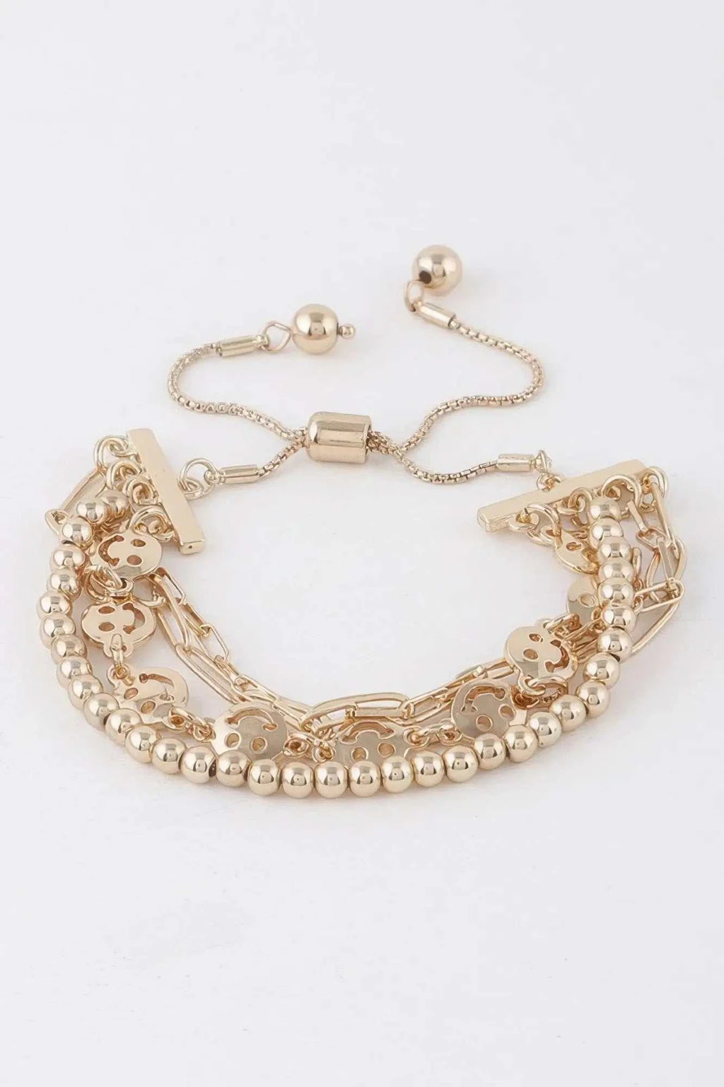 Women's Beaded Smiley Face Chain Bracelet BYMANYC ® New York CONTEMPORARY VIBRANT MODERN FASHION - New Collection