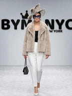 Women's Beige Faux Fur Jacket BYMANYC ® New York CONTEMPORARY VIBRANT MODERN FASHION - New Collection