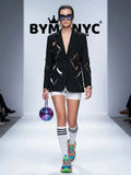 Women's Black Blazer Metal Ring Cutout BYMANYC ® New York CONTEMPORARY EDGY MODERN OUTERWEAR - New Collection