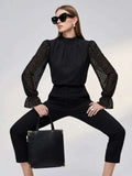 Women's Blouse High Neck BYMANYC ® New York SOHO BLACK CHEVRON - New Collection