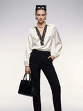 Women's Blouse Silk Satin BYMANYC ® New York SOHO LACE V-NECK - New Collection