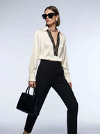 Women's Blouse Silk Satin BYMANYC ® New York SOHO LACE V-NECK - New Collection