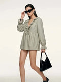 Women's Blouse V-Neck Ruffle BYMANYC ® New York GREENWICH RUFFLE BLOUSE - New Collection