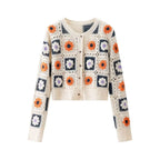 Women's Cardigan Cream Crochet Floral BYMANYC ® New York SOHO FLORAL GRANNY SQUARE CROCHET CARDIGAN - New Collection
